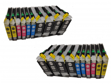 20x kompatibel Patronen Brother DCP-J1200 W / DCP-J1200 WE ecopro - LC-424 Set alternativ