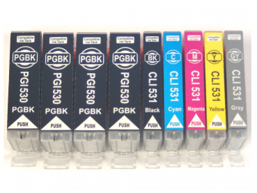 9 Tintenpatronen kompatibel f. Canon Pixma TS-8750, ersetzt PGI-530/ CLI-531