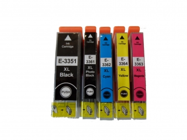 5x Tintenpatronen f. Epson Expression Premium XP-7100 kompatibel zu Nr.33 T3351 T3361 T3362 T3363 T3364 Orangen Tinten Serie