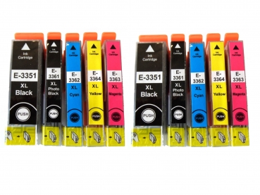10x Tintenpatronen f. Epson Expression Premium XP-530 XP-630 XP-635 XP-830 kompatibel zu Nr.33 T3351 T3361 T3362 T3363 T3364 Orangen Tinten Serie