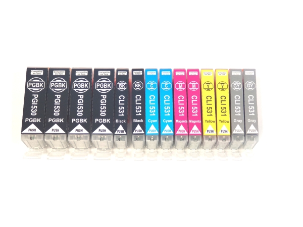 14x Tintenpatronen f. Canon Pixma TS-8750 TS-8751  ( PGI-530, CLI-531 Alternativ / Kompatibel) im Vorteilspack