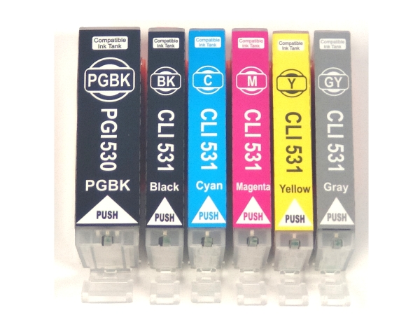 6x Tintenpatronen f. Canon Pixma TS-8750 TS-8751  ( PGI-530, CLI-531 Alternativ / Kompatibel) im Vorteilspack