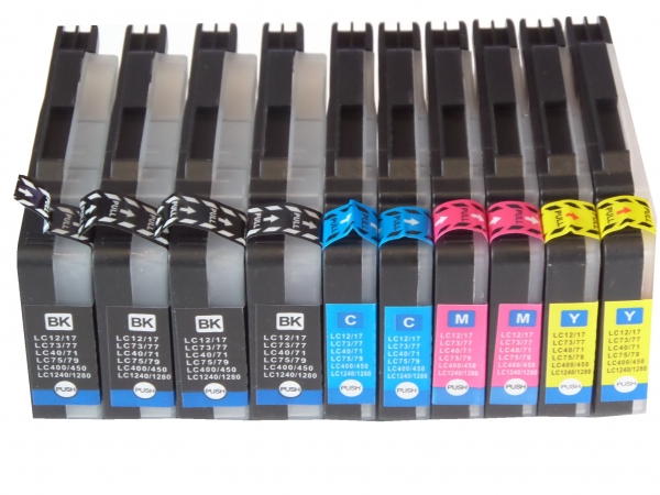 10x kompatible Tintenpatronen zu Brother LC-1220 , LC-1240 , LC-1280