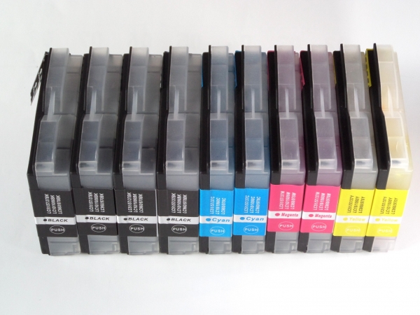 10 Tintenatronen kompatibel Brother LC-1000 passend f. Brother DCP-130C , DCP-330C , DCP-350C , DCP-357C , DCP-540C , DCP-540CN , DCP-560CN , DCP-750CW , DCP-770CW LC1000