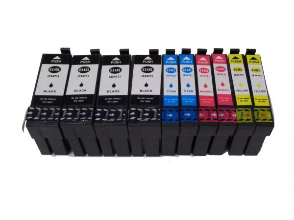 Vorteilspack mit 10 Tintepatrone kompatibel Epson Nr.34XL