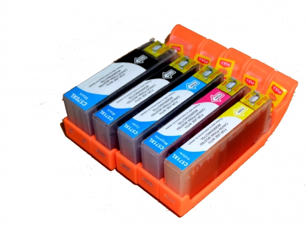 Vorteilspack 5x Tintenpatronen kompatibel, passend für Canon Pixma TS 5050, Canon Pixma TS 5051, Canon Pixma TS 5052, Canon Pixma TS 5053, Canon Pixma TS 5055