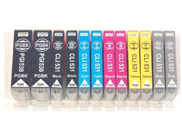 12x Tintenpatronen f. Canon Pixma TS-8750 TS-8751  ( PGI-530, CLI-531 Alternativ / Kompatibel) im Vorteilspack
