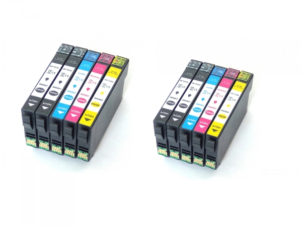 10x Tintenpatronen XL für Epson Work Force Pro WF-48250 DWF Drucker im Vorteilspack