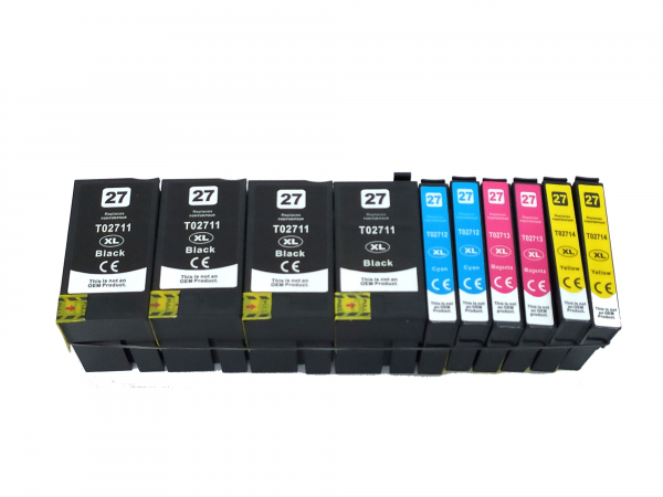 Vorteilspack 10 Stück XL Tintenpatronen mit Chip kompatibel,  passend für Epson Workforce WF-3620 WF,  WF-3640 DTWF, WF-7110 DTW, WF-7610 DWF,  WF-7620 DTWF