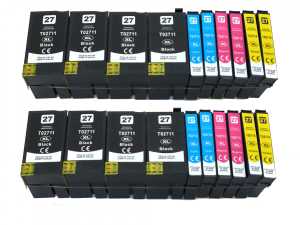 Vorteilspack 20 Stück XL Tintenpatronen mit Chip kompatibel,   passend für   Epson Workforce WF-3620 WF,  Epson Workforce WF-3640 DTWF Epson Workforce WF-7110 DTW Epson Workforce WF-7610 DWF Epson Workforce WF-7620 DTWF